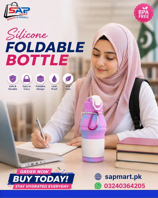 Silicone Foldable Bottle 600 ml Leak-Proof Portable Water Bottle