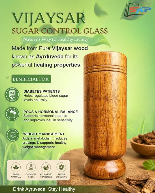 Vijaysar Wood Glass Natural Ayurvedic Water Tumbler