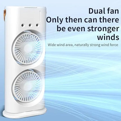 Double Head Mist Mini Fan with LED | Humidifier | USB Air Cooler