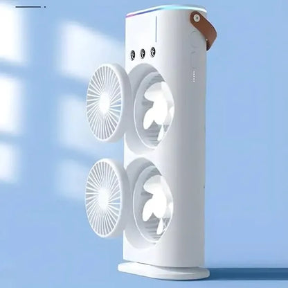 Double Head Mist Mini Fan with LED | Humidifier | USB Air Cooler