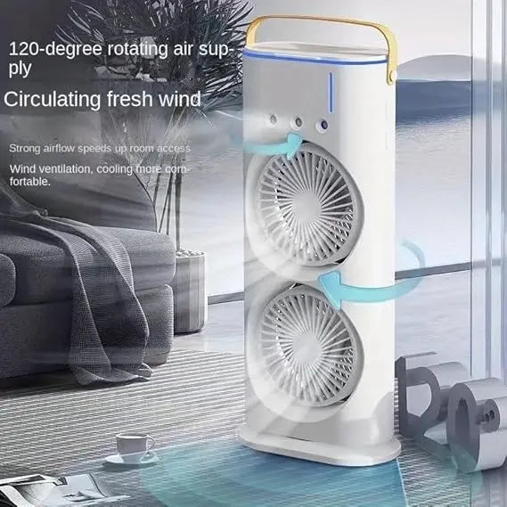 Double Head Mist Mini Fan with LED | Humidifier | USB Air Cooler